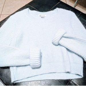 💙 Fuzzy Knitted Baby Blue Crop Top Sweater 💙
